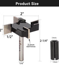 Boss Spoilboard Surfacing Slab Flattening Router Bit With Four Flutes, One Quarter Inch Shank, Two Inch Cutting Diameter, One Half Inch Depth