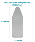 Extra Wide Ironing Board Cover With Thick Pad No-Fuss Fit Stain Resistant And Water Repellent For 48 To 49 Inch By 15 To 18 Inch Boards