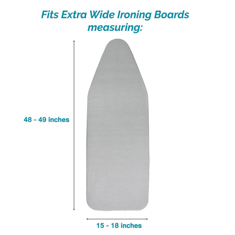 Extra Wide Ironing Board Cover With Thick Pad No-Fuss Fit Stain Resistant And Water Repellent For 48 To 49 Inch By 15 To 18 Inch Boards