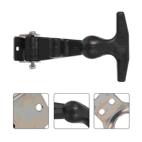 Beefy Heavy Duty Rubber Latch Set With Stainless Steel T Handle Draw Latches, universal fit, shown in four detailed views.