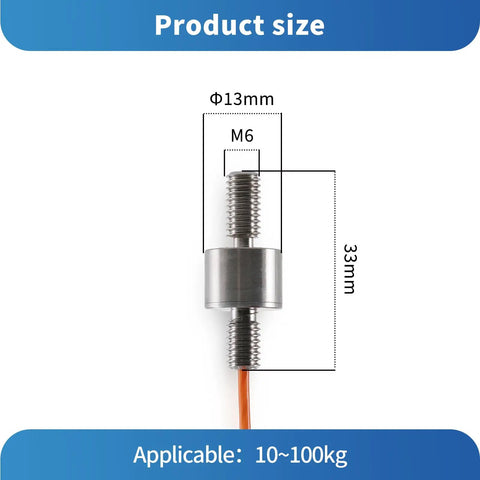 Compact Pull Rod Load Cell Sensor For Tension And Compression Ultra Precise 0.2% Accuracy 0-10 kg Range Small Footprint And Easy Mount For Scales And Tests In Tight Spaces, M6, 33mm
