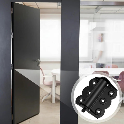 2 Pcs Stainless Steel Self Closing Screen Door Hinges 2.4 X 3 Inch Spring Loaded And Adjustable Tension Hinges installed on a door