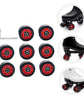 Double Row Roller Skating Wheels 95A PU Wear Resistant Inline and Quad Skates Replacement Parts Kit With Wrench 8 Piece Set