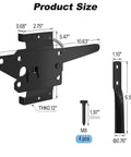 Dimensions diagram of Heavy Duty Self Locking Gate Latch for Pool and Garden Gates, weatherproof black finish with screws included.