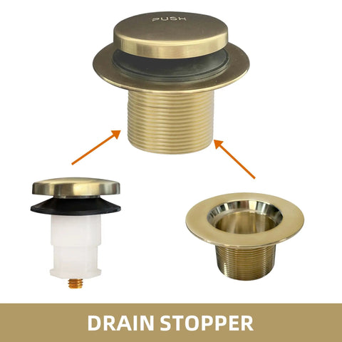 Brushed Gold Tub Drain Kit With Two Hole Overflow Faceplate Bath Tub Drain Trim Set Conversion replacement part