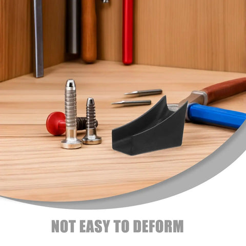 Boat Shape Chair Foot Pads With Screws, U Shaped Floor Protectors on wooden surface with tools in background