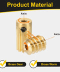 Worm Gear Set 10T 0.5 Module Ten To One Reduction Right Rotation Drive Gear Box Brass Gear 2mm Bore Brass Rod 1.98mm Bore