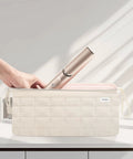 Grab And Go Travel Hair Tools Organizer Case For Dyson Airwrap And Shark FlexStyle Attachments, beige case with hand placing tool