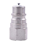Front view of Male Hydraulic Quick Connect Coupler With Quarter Inch Body And NPT Thread For John Deere Tractors And Heavy Duty Implements