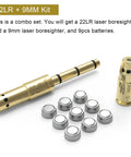 Laser Bore Sighter Kit For 22LR And 9mm Calibers, red dot alignment tool with brass boresighters and AG3 batteries