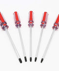 Built Dang Tough T15 T20 T25 T27 T30 Security Torx Screwdriver Set With Magnetic Star Bits For Laptop Repair Auto Jobs And Household Tasks Hella Durable Chrome Vanadium Steel Five Piece Pack displayed in a close-up view.