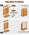 Hidden Door Pivot Hinges for Wood Doors, Heavy Duty Stainless Steel 200 Lb Load, Concealed Bookcase Cabinet Door Hinges shown installed