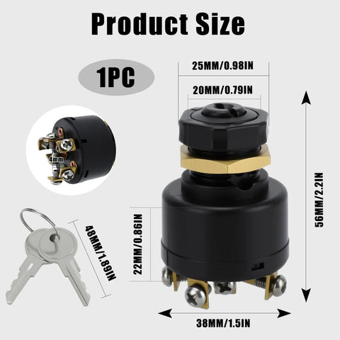 Push To Choke Boat Ignition Starter Switch With Key For Inboard And Outboard Marine Engines 50 11651 Replacement Black