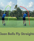 Dude Approved Magnetic Golf Ball Washer With Heavy Duty Mount To Scrub Out Stubborn Grime Fast And Lock Securely To Cart Or Bag For Legit Smoother Rounds Today hitting a golf ball, showing trajectory differences.