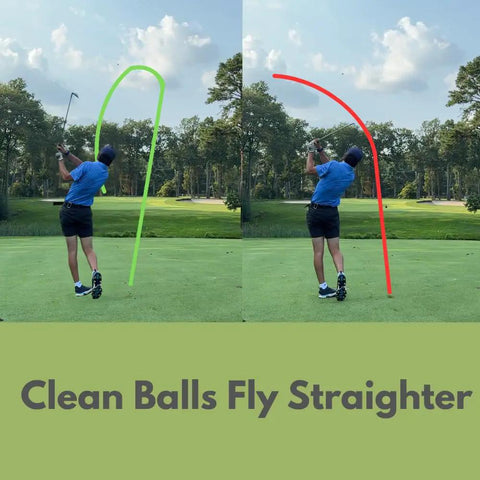 Dude Approved Magnetic Golf Ball Washer With Heavy Duty Mount To Scrub Out Stubborn Grime Fast And Lock Securely To Cart Or Bag For Legit Smoother Rounds Today hitting a golf ball, showing trajectory differences.