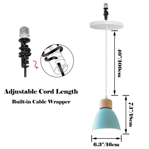Kiven Instant Light Conversion Kit for 4/5/6inch Hole,Metal Farmhouse Lighting with E26 adapter, blue pendant lamp, 6.3" diameter.