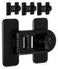 4 Pack Baby Safety Locks for Fridge and Oven Doors, durable plastic material shown in black, prevents burns and poisoning.