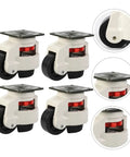Heavy Duty Swivel Casters With Quick Mount Plate Smooth Rolling 4 Piece Utility Cart Wheels showing four casters with nylon wheels.