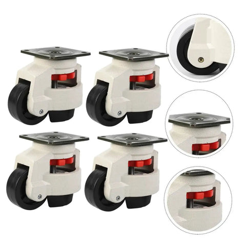 Heavy Duty Swivel Casters With Quick Mount Plate Smooth Rolling 4 Piece Utility Cart Wheels showing four casters with nylon wheels.
