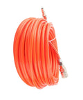 Heavy Duty Air Compressor Hose 20M With One Quarter Inch NPT Connector For Pneumatic Tools Auto Repair Shops Plus Home Garages High Pressure PU Tube 15Bar Handle Tire Inflation Impact Wrench Job Sites Workshop Beast Top Tier Pro Grade Build Red coiled orange hose with metal NPT fittings
