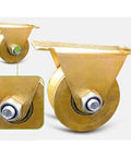 Heavy Duty U Groove Steel Caster Wheel With Double Bearings For Industrial Machines And Sliding Doors Gold Finish 77mm 3 Inch