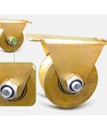 Premium Fixed Pulley Heavy Duty U Groove Carbon Steel Track Roller With Double Bearings For Industrial Machines Sliding Doors Rolling Gates, showing side and close-up view.