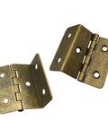 Antique Bronze Iron Door Hinges Set For Wood Doors 15mm Plate Right Angle Corner Hinges with Retro Green Finish showing two hinges.
