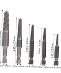 Bolt Extractor Set 5 Pieces Tap Extractors For Steel Damaged Screws And Stripped Fasteners Remover Tool Kit sizes shown