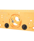 Yellow ABS 35mm hinge boring jig drill guide with circular center bore and top ruler