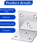Heavy Duty 2X2 L Brackets With 30 Piece Kit Of Cold Rolled Steel Corner Supports And Matching Screw Sets For Furniture Assembly Shelves And Rock Solid Diy Projects showing a stainless steel angle bracket.