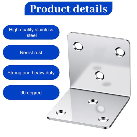 Heavy Duty 2X2 L Brackets With 30 Piece Kit Of Cold Rolled Steel Corner Supports And Matching Screw Sets For Furniture Assembly Shelves And Rock Solid Diy Projects showing a stainless steel angle bracket.