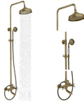 10 Inch Luxury Rain Shower System With Wall Mount Overhead Rain Head And Hand Shower, Brass Valve Body And Trim Included, Antique Finish