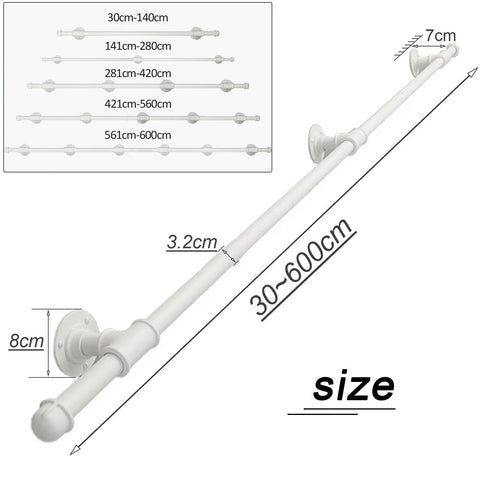 No Sweat Install White Wrought Iron Handrail And Banister Bracket Kit 14 Foot Support Rod 30-600cm size and dimensions