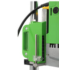 Close-up of Heavy Duty 710W Bench Drill Stand For Hand Drill showing precise speed control on metal frame, stable for DIY projects.