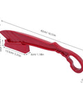 Rock Solid Table Saw Push Stick With Riving Knife Splitter 16.5 Inches Long, red plastic, features a grip and safety splitter.