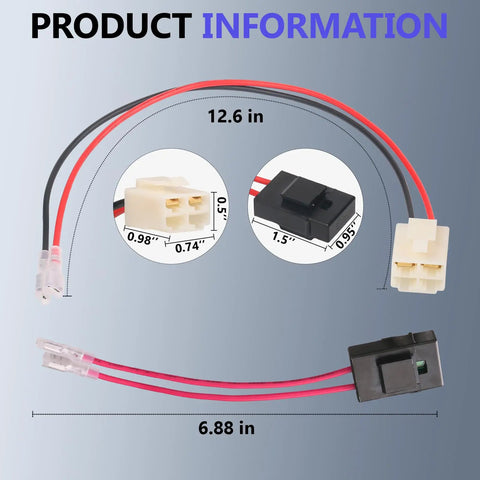 4 Pin 2 Wire Battery Wiring Harness for Dirt Quad Dune Buggy MX350 MX400 Electric Dirt Bike 18 gauge 12.6 in length