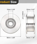 Heavy Duty H Groove Pulley Wheel Made From 304 Stainless Steel With Precision Ball Bearing for slick sliding gate applications, dimensions 68mm x 30mm.