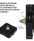 Side and top view of Quartz Clock Movement Replacement Kit DIY Clock Mechanism Repair Part Silent Battery Operated Motor Plug And Play