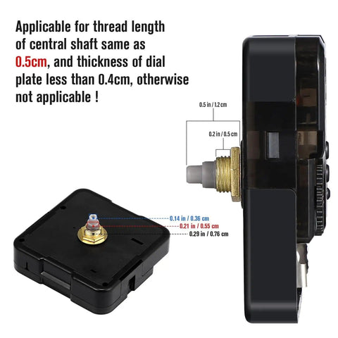 Side and top view of Quartz Clock Movement Replacement Kit DIY Clock Mechanism Repair Part Silent Battery Operated Motor Plug And Play
