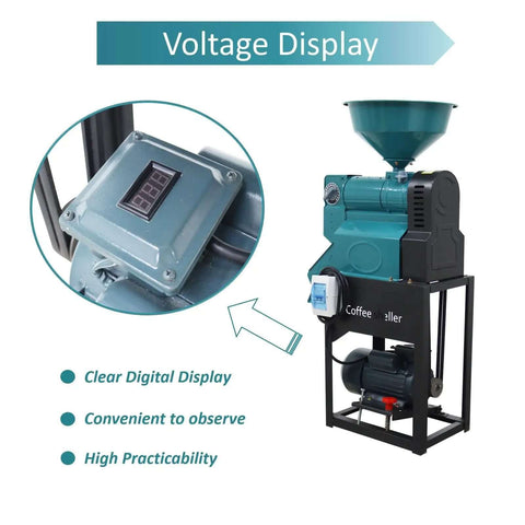 Commercial Coffee Cocoa Bean Huller And Dehuller Peeling Machine With 330 Pounds Per Hour Capacity, voltage display close-up