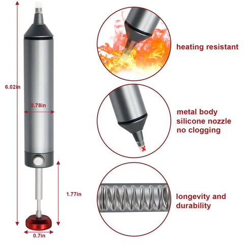 Heavy Duty Desoldering Pump With Strong Suction For PCB Repairs, DIY Friendly Manual Vacuum Solder Sucker, 6061 Aluminum Body