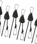 Set of 6 15 Ft Ratchet Strap Set With Paracord Tie Downs, visible retractable rope tighteners with clips.