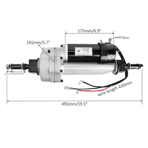 24V 180W Brush Motor Transaxle With Electromagnetic Brake, 3000 RPM Differential Axle with dimensions and wiring