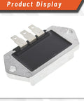 Go To Voltage Regulator Rectifier Replacement For 8-25HP Lawn Tractors With 15 Amp Alternators rectangular metal part