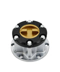 Heavy Duty Mechanical Locking Hubs For Suzuki Samurais Vitaras Jimnys With 26 Spline Axles, silver and black design, front wheel assembly component.