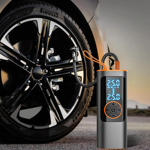 Hot Shot Portable Tire Inflator 150 Psi Air Compressor For Cars Fast 6000 Mah Rechargeable Battery Dual Digital Display Auto Shut Off Led Light Ideal For Bikes And Balls Keep Your Tires Pumped Up With This Quick Handheld Pump Kit