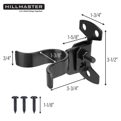 Flat Back Wall Mount Chain Link Fork Latch In Black For Outdoor Gates, Padlock Hole Gate Latch With Screws and Bolts
