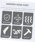 Super Tough 3 Pack Garden Hose Repair Connector Kit Made From Heavy Duty Aluminum Alloy For Durable Weatherproof Fixing Leaky Hoses With Super Quick No-Drip Brass Fitting Hardware That Saves You Time Cash And Keeps Your Yard Watering System Always Ready. garden hose connector kit packaging with durability icons