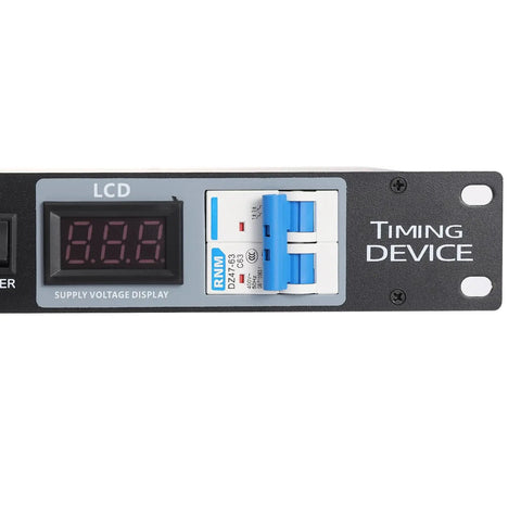 Professional Audio Power Conditioner With Power Sequencer And Voltage Stabilization, LCD display and timing device for rack mount.