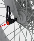 Bike Hub Thru Axle Adapter For RockShox Boost Forks With Quick Release And Handle 15mm By 110mm mounted on bicycle wheel